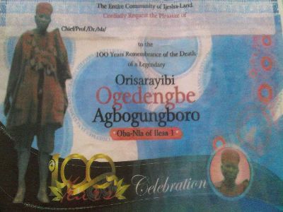 Ogedengbe Agbogungboro Centenary Invitation (www.ogedengbe.com)